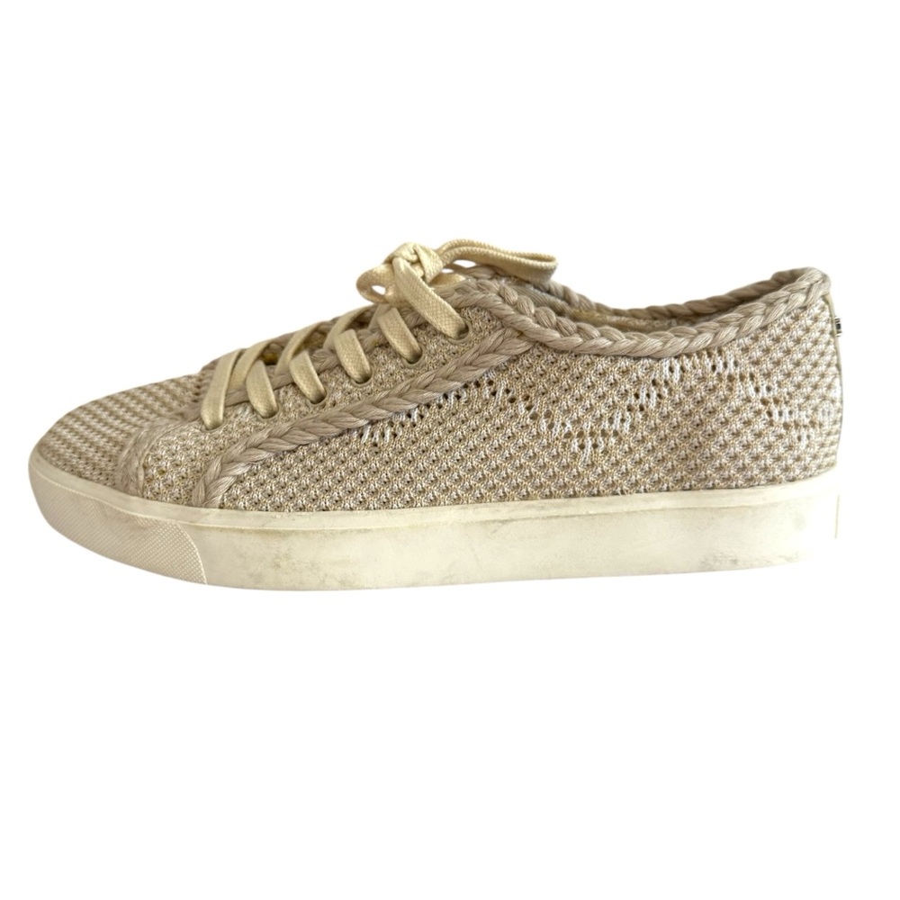 Sam Edelman Size 9 Elena Braided Knit Metallic Gold Sneakers Casual Shoes